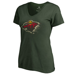 Minnesota Wild Women's Splatter Logo V-Neck T-Shirt Sale