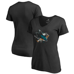 San Jose Sharks Women's Splatter Logo V-Neck T-Shirt Outlet