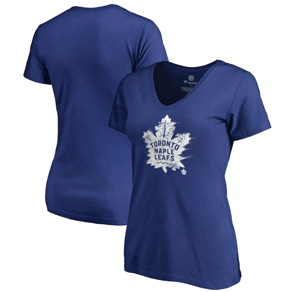 Toronto Maple Leafs Women's Splatter Logo V-Neck T-Shirt Discount
