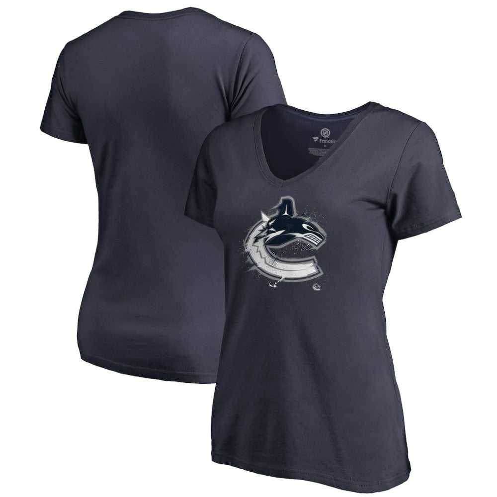 Vancouver Canucks Women's Splatter Logo V-Neck T-Shirt Online