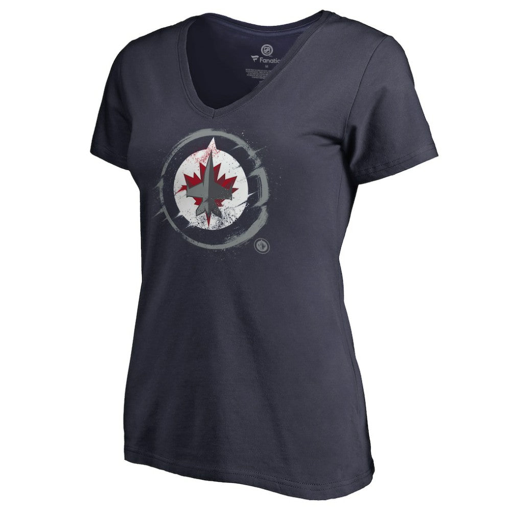 Winnipeg Jets Women's Splatter Logo V-Neck T-Shirt Sale