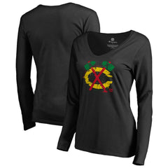 Chicago Blackhawks Women's Splatter Logo V-Neck Long Sleeve T-Shirt Discount