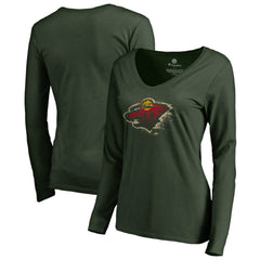 Minnesota Wild Women's Splatter Logo V-Neck Long Sleeve T-Shirt Discount