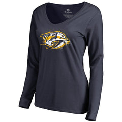 Nashville Predators Women's Splatter Logo V-Neck Long Sleeve T-Shirt For Sale