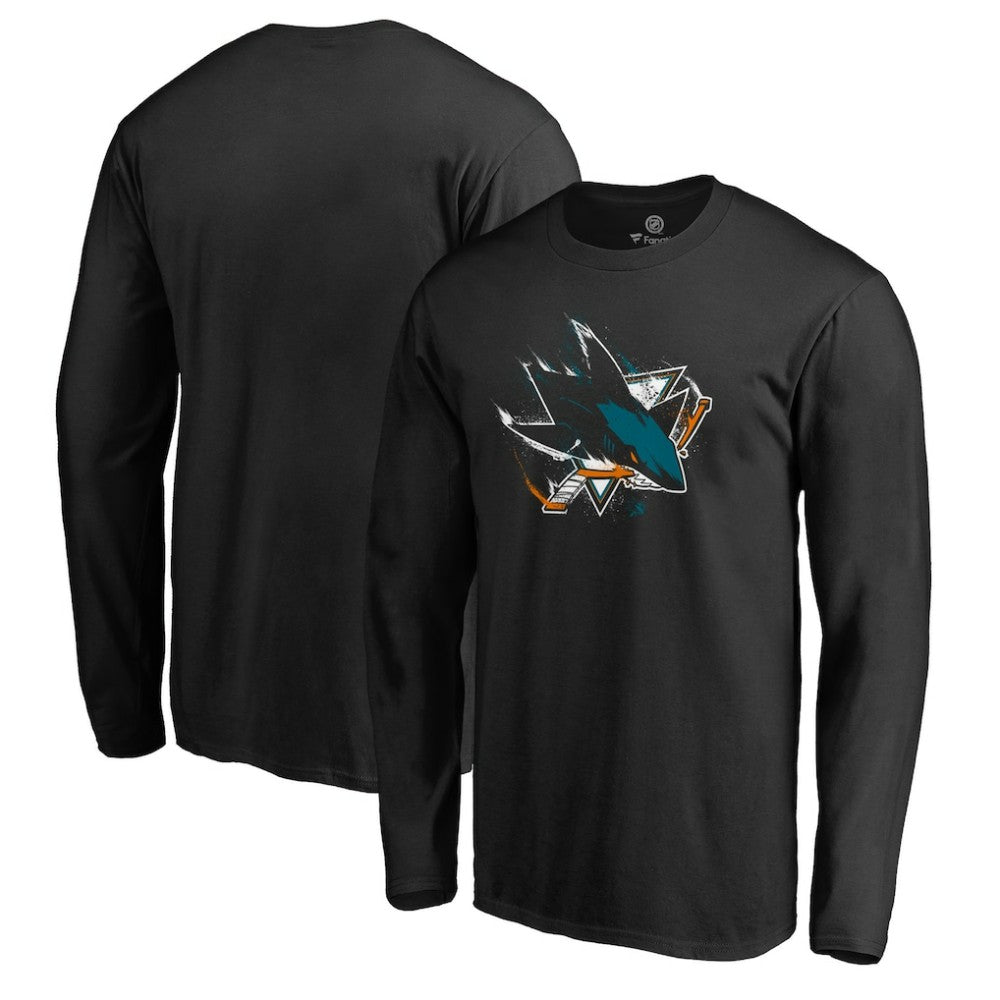 San Jose Sharks Splatter Logo Long Sleeve T-Shirt Outlet