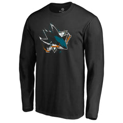 San Jose Sharks Splatter Logo Long Sleeve T-Shirt Outlet