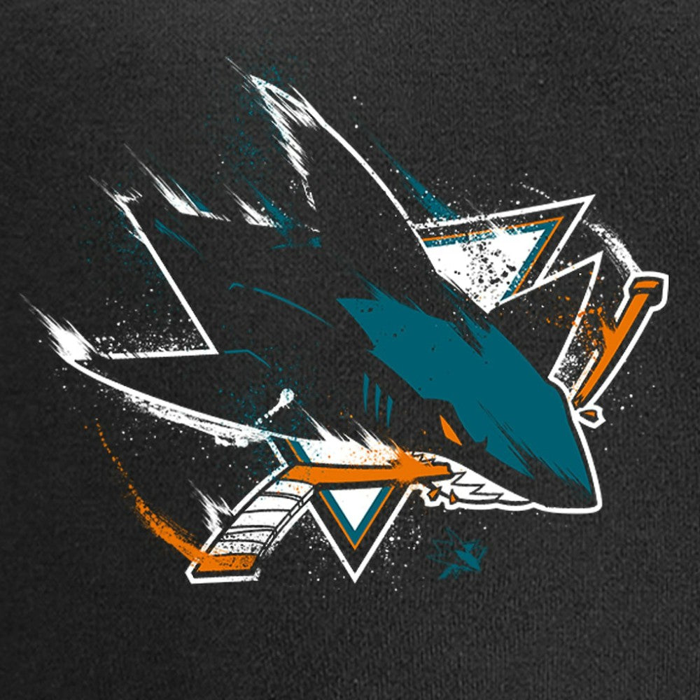 San Jose Sharks Splatter Logo Pullover Hoodie On Sale