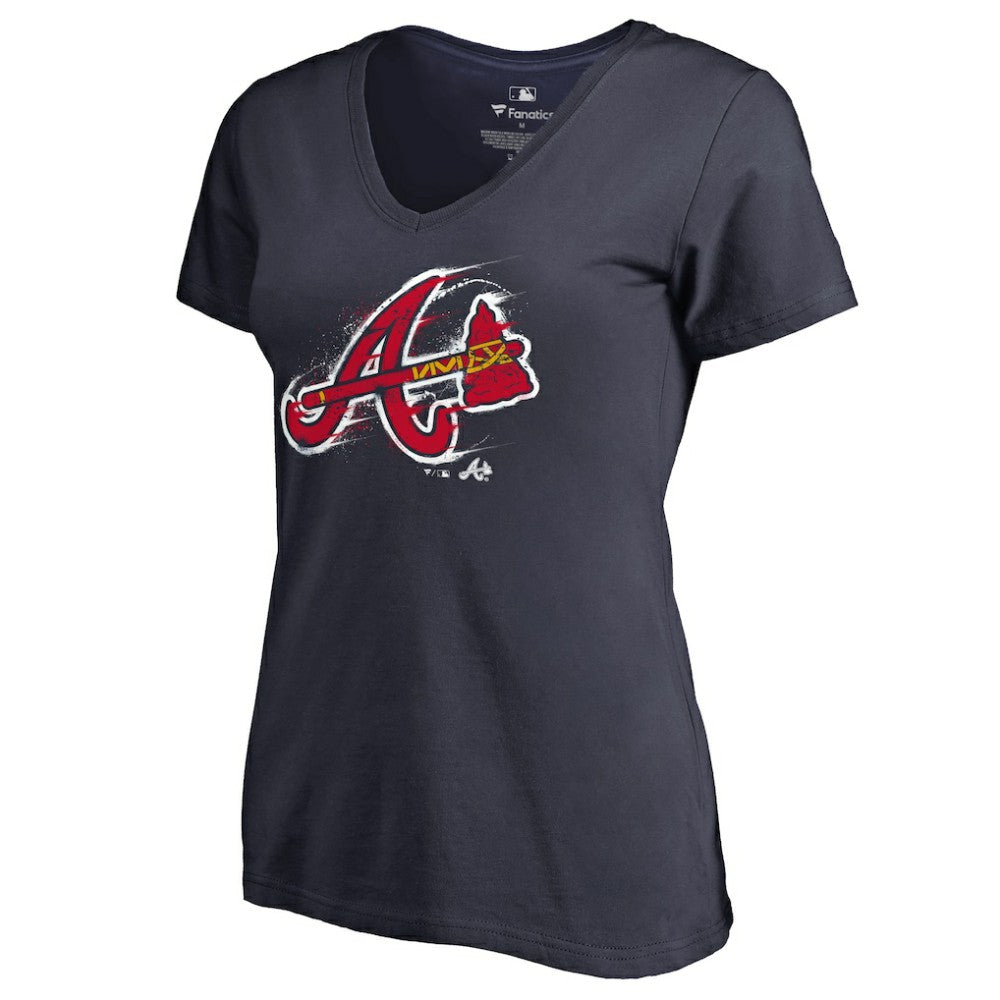 Atlanta Braves Women's Splatter Logo V-Neck T-Shirt | MLB Online