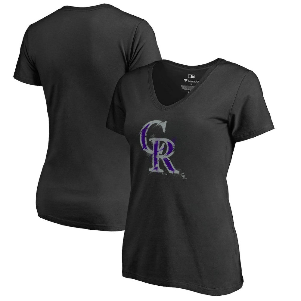 Colorado Rockies Women's Splatter Logo V-Neck T-Shirt | MLB Sale