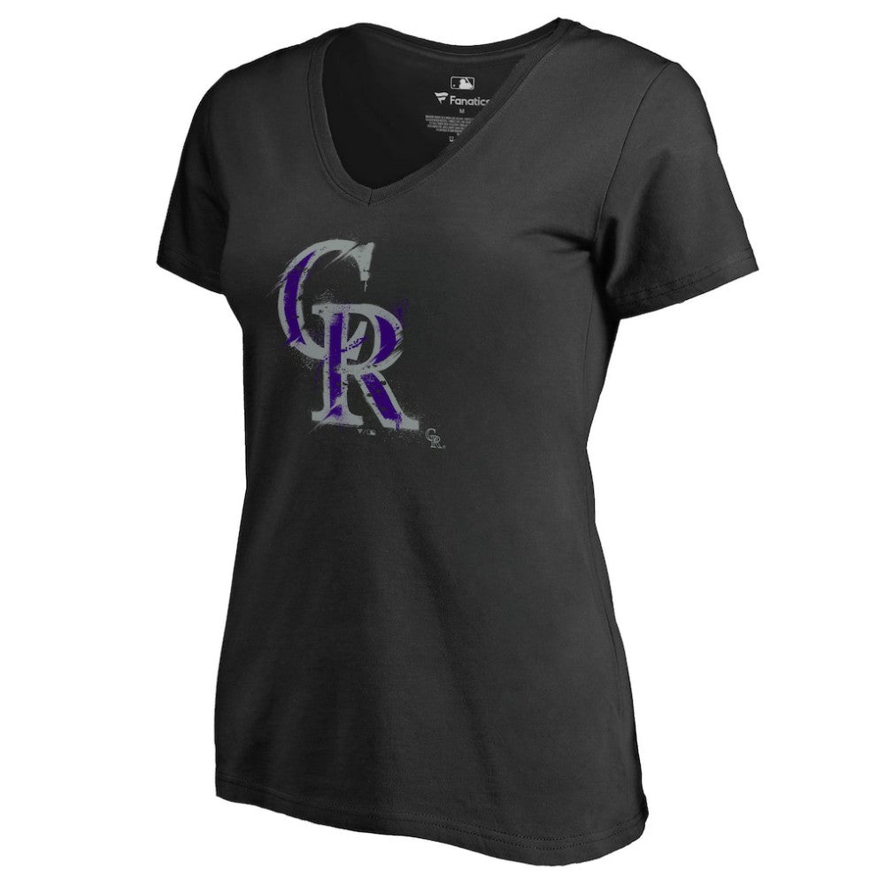 Colorado Rockies Women's Splatter Logo V-Neck T-Shirt | MLB Sale