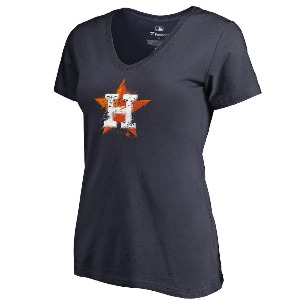 Houston Astros Women's Splatter Logo V-Neck T-Shirt | MLB For sale