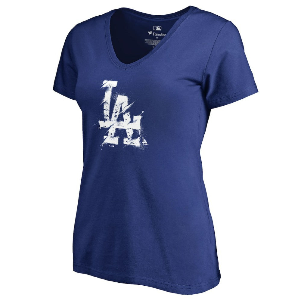 Los Angeles Dodgers Women's Splatter Logo V-Neck T-Shirt | MLB Online