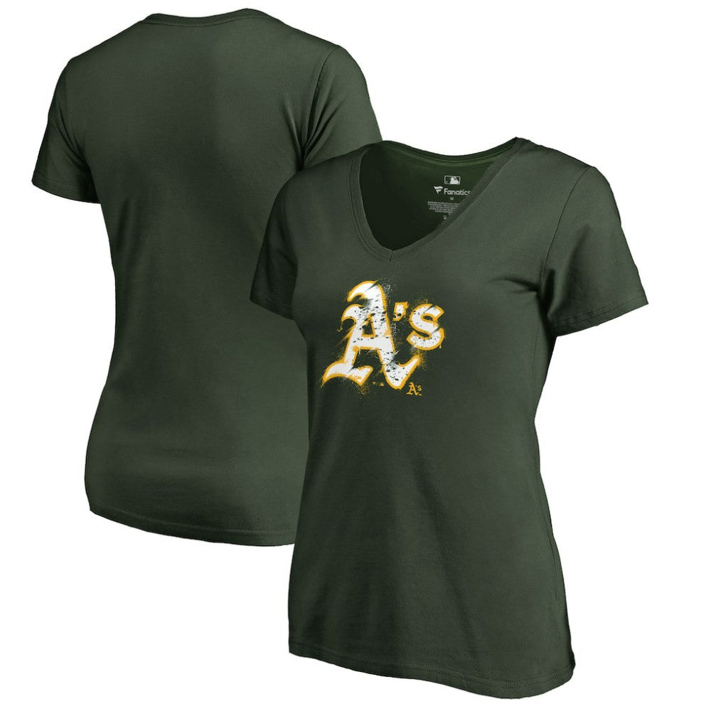 Athletics Women's Splatter Logo V-Neck T-Shirt | MLB For sale
