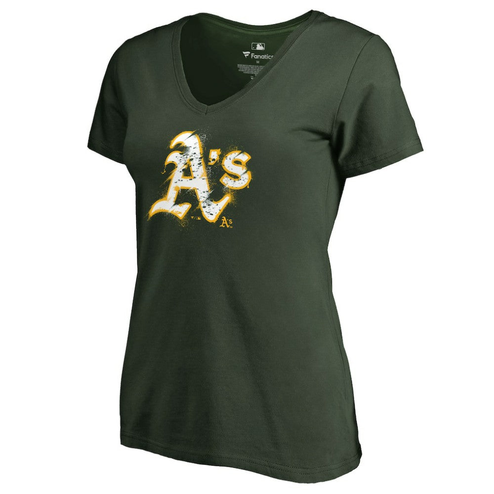 Athletics Women's Splatter Logo V-Neck T-Shirt | MLB For sale