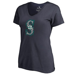 Seattle Mariners Women's Splatter Logo V-Neck T-Shirt | MLB Sale