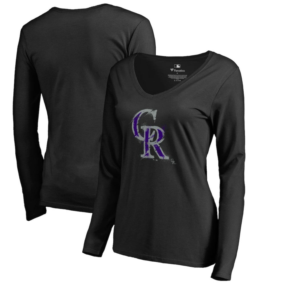 Colorado Rockies Women's Splatter Logo Long Sleeve V-Neck T-Shirt | MLB Online