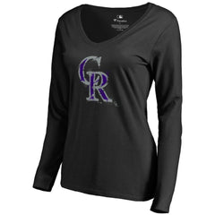 Colorado Rockies Women's Splatter Logo Long Sleeve V-Neck T-Shirt | MLB Online