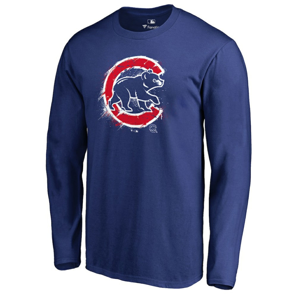 Chicago Cubs Splatter Logo Long Sleeve T-Shirt | MLB Near me
