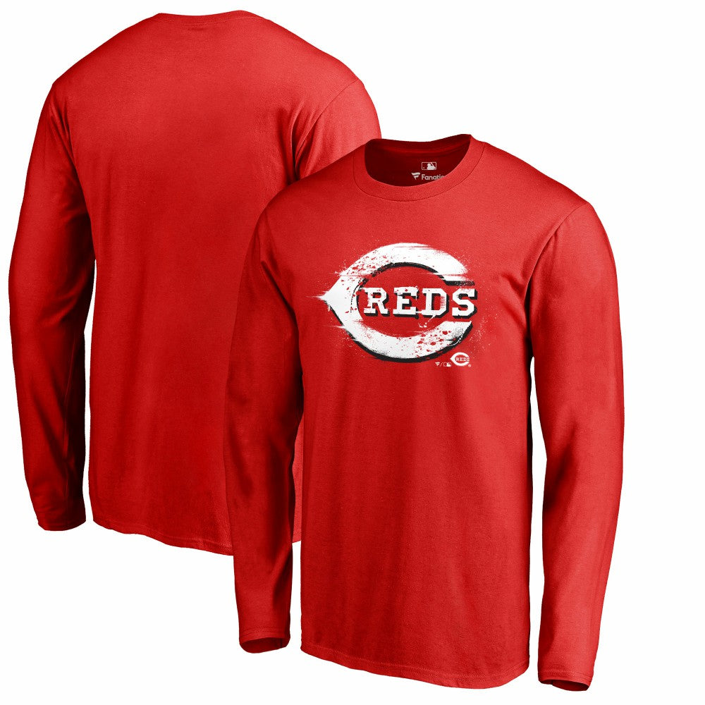 Cincinnati Reds Splatter Logo Long Sleeve T-Shirt | MLB New