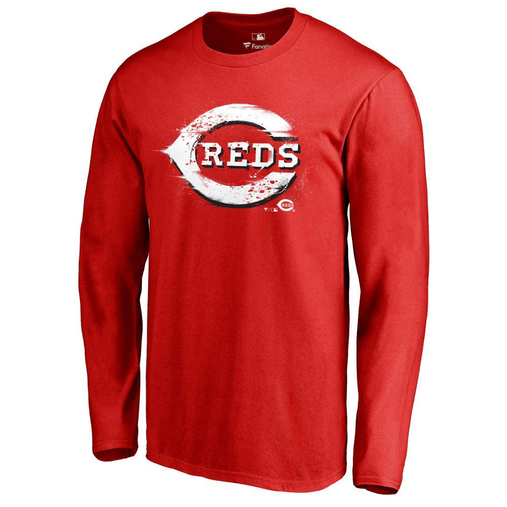 Cincinnati Reds Splatter Logo Long Sleeve T-Shirt | MLB New