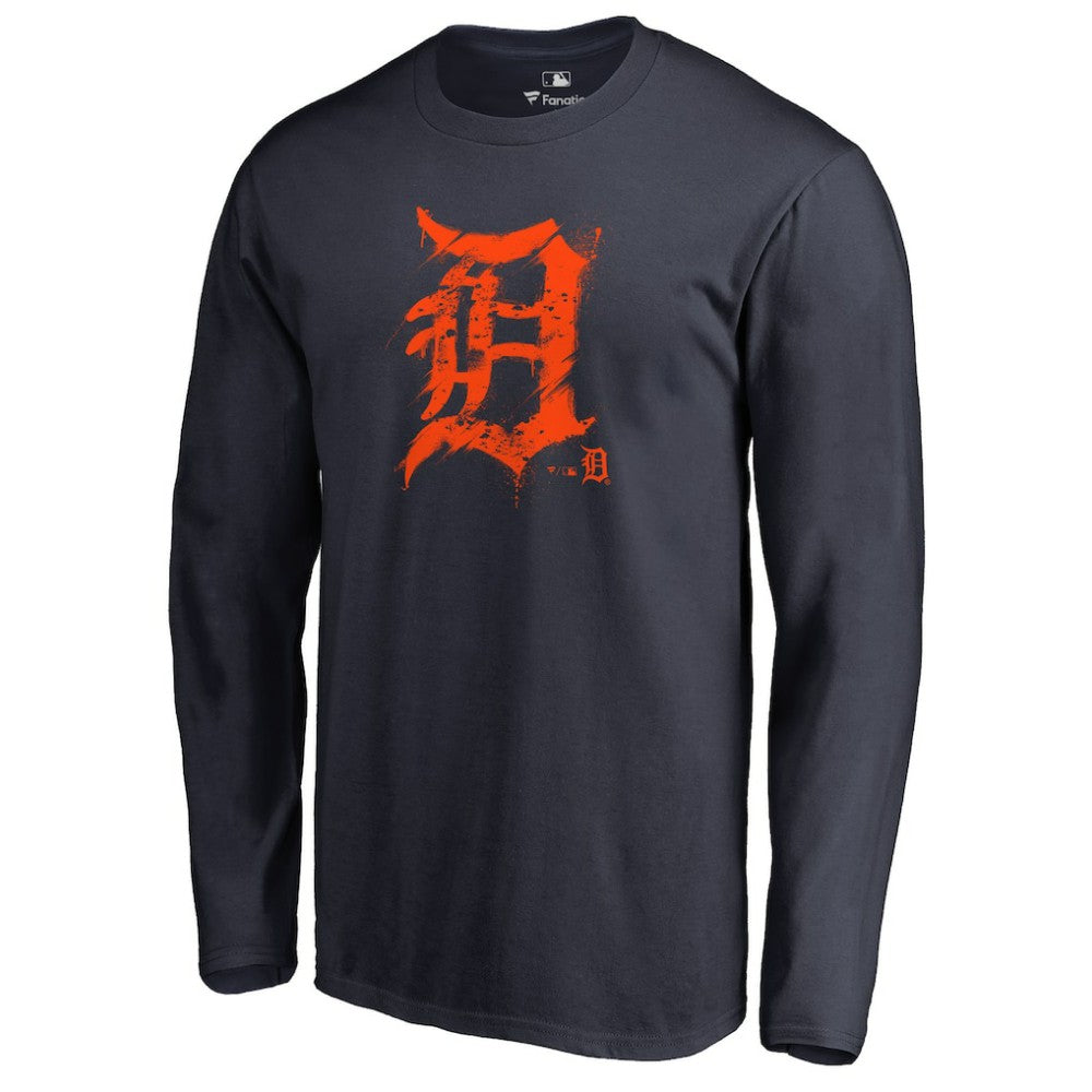 Detroit Tigers Splatter Logo Long Sleeve T-Shirt | MLB US