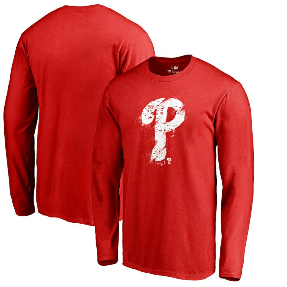 Philadelphia Phillies Splatter Logo Long Sleeve T-Shirt | MLB On Sale