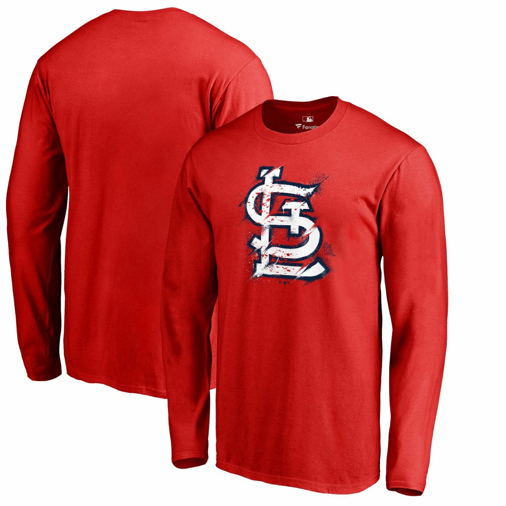 St. Louis Cardinals Splatter Logo Long Sleeve T-Shirt | MLB On Sale
