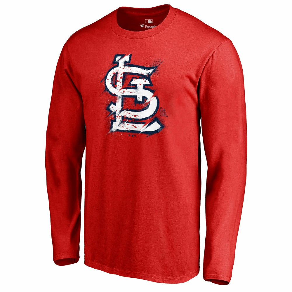 St. Louis Cardinals Splatter Logo Long Sleeve T-Shirt | MLB On Sale