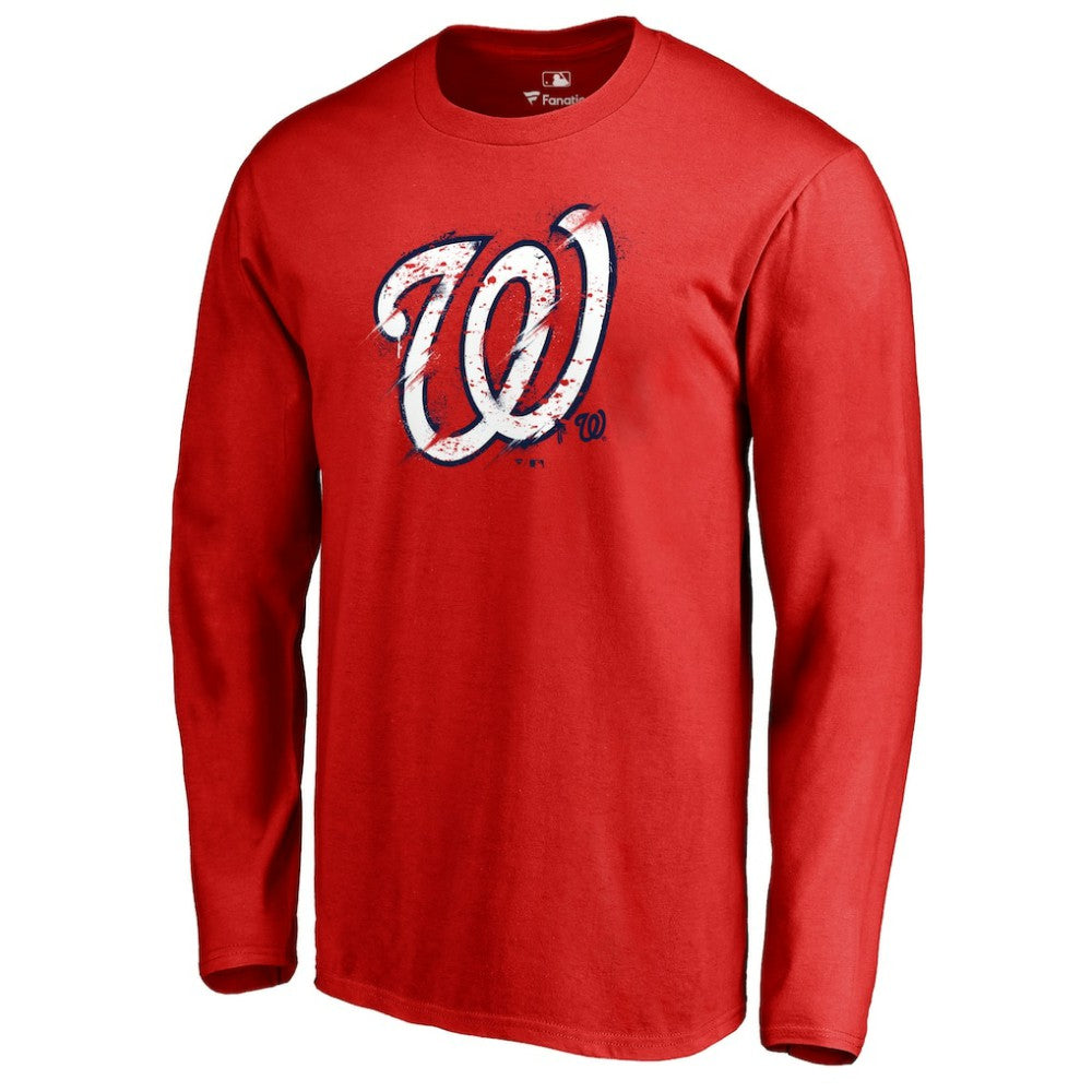 Washington Nationals Splatter Logo Long Sleeve T-Shirt | MLB Sale