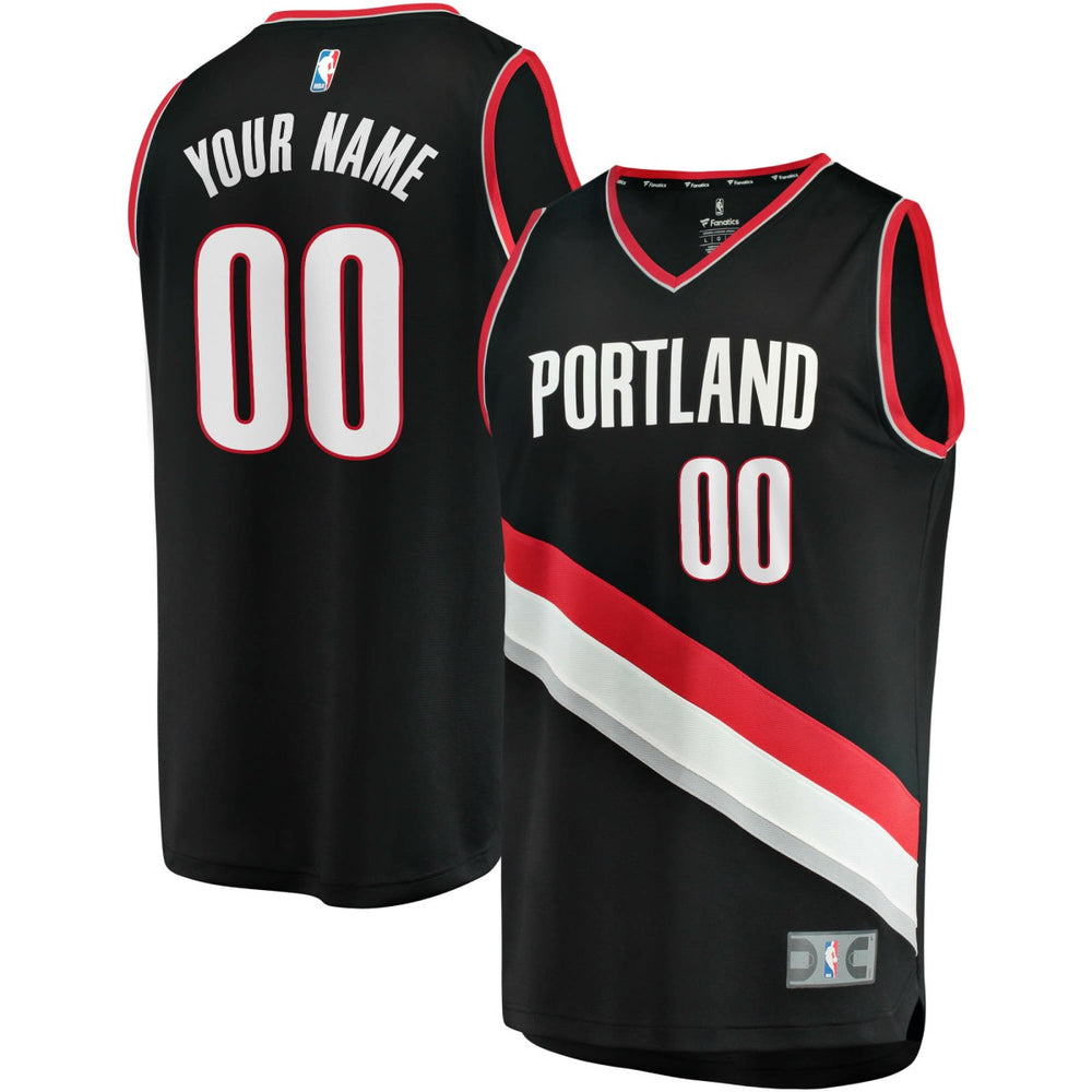 Portland Trail Blazers Fast Break Custom Replica Jersey Black On Sale
