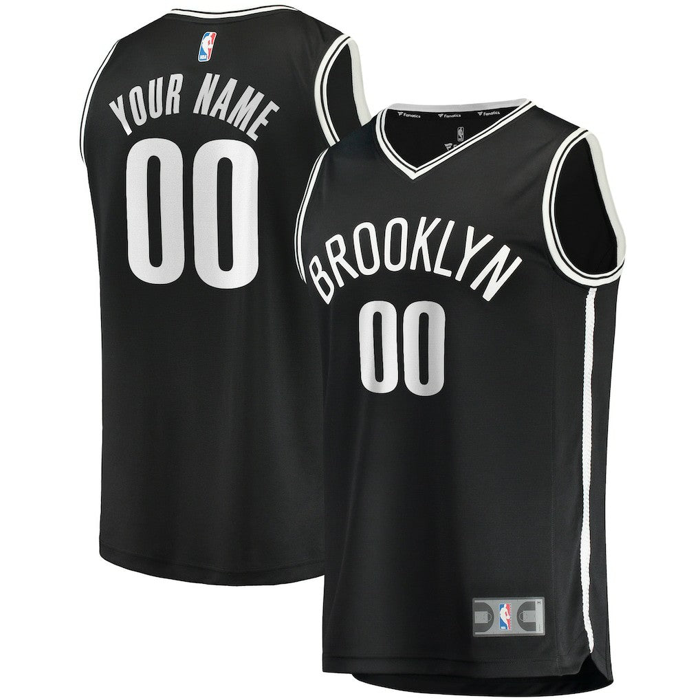 Brooklyn Nets Youth Fast Break Custom Replica Jersey Black On Sale