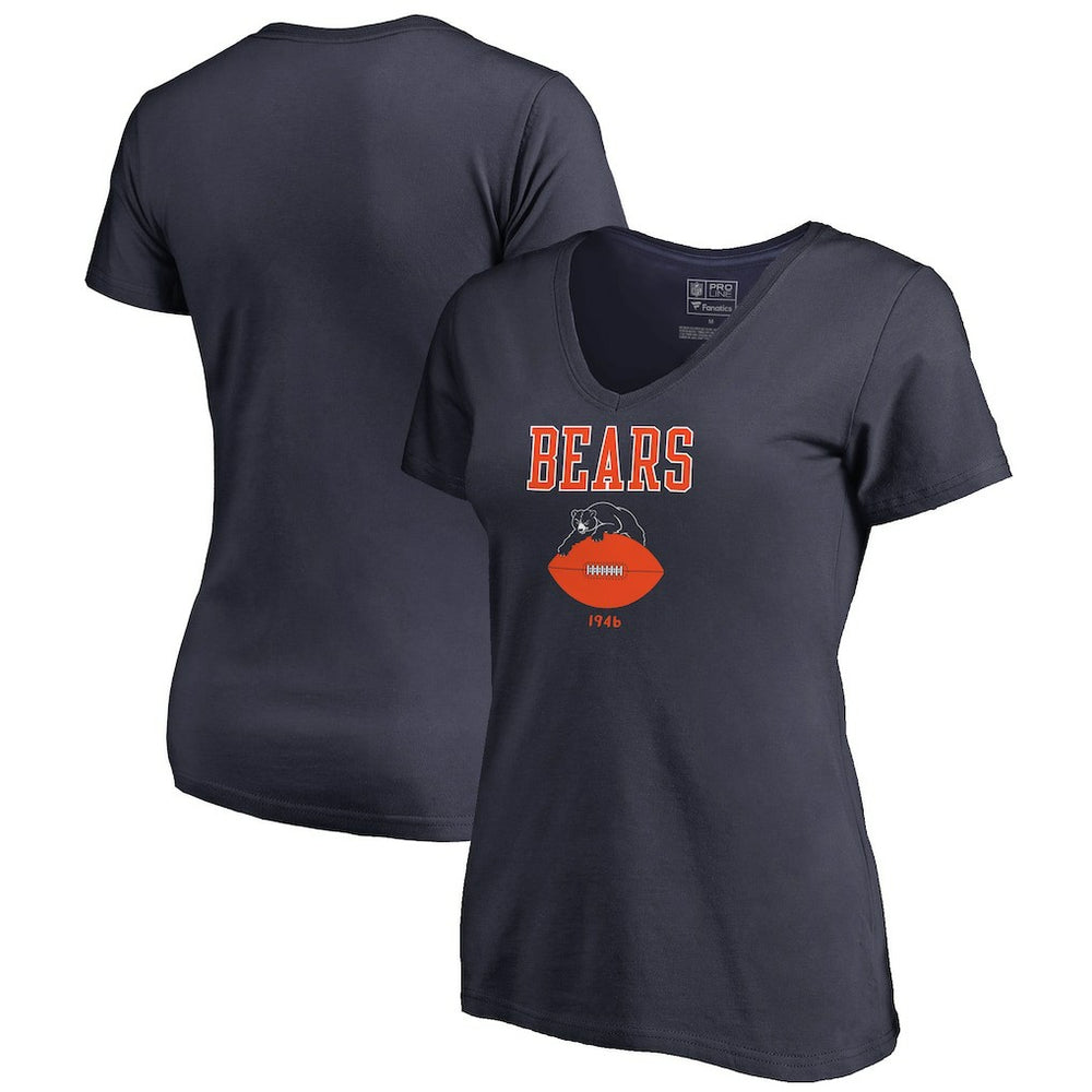 Chicago Bears  Women's Vintage Team Lockup V-Neck T-Shirt