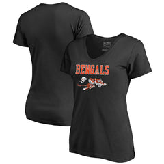 Cincinnati Bengals  Women's Vintage Team Lockup V-Neck T-Shirt