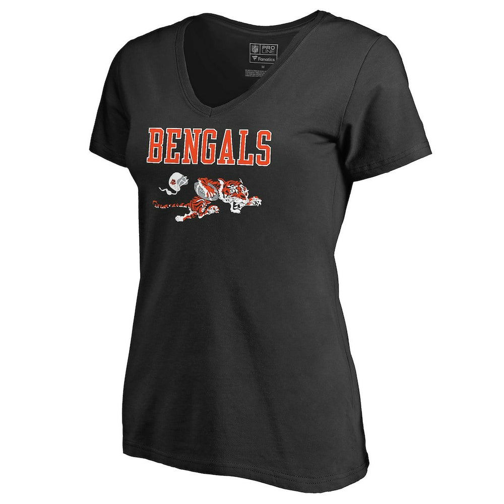 Cincinnati Bengals  Women's Vintage Team Lockup V-Neck T-Shirt