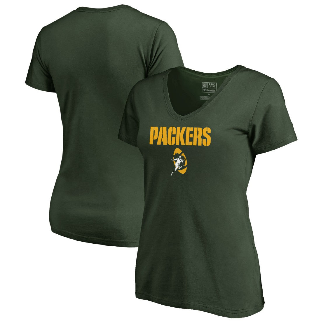 Green Bay Packers  Women's Vintage Team Lockup V-Neck T-Shirt