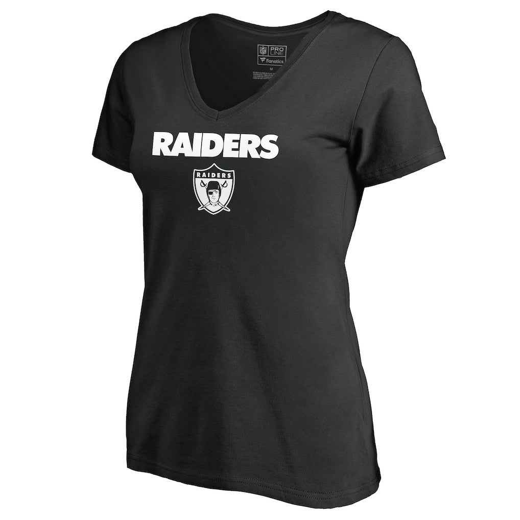 Las Vegas Raiders  Women's Vintage Team Lockup V-Neck T-Shirt