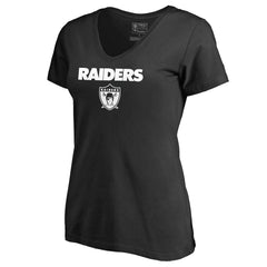 Las Vegas Raiders  Women's Vintage Team Lockup V-Neck T-Shirt