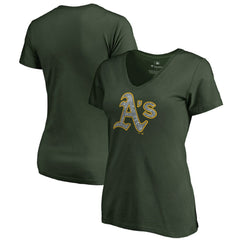 Athletics Women's Static Logo V-Neck T-Shirt | MLB New