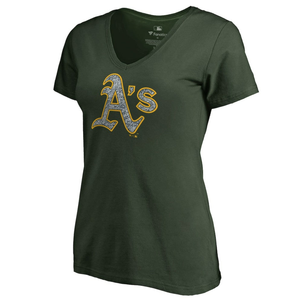 Athletics Women's Static Logo V-Neck T-Shirt | MLB New