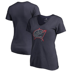 Columbus Blue Jackets Women's Static Logo V-Neck T-Shirt Outlet