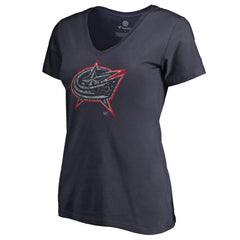 Columbus Blue Jackets Women's Static Logo V-Neck T-Shirt Outlet