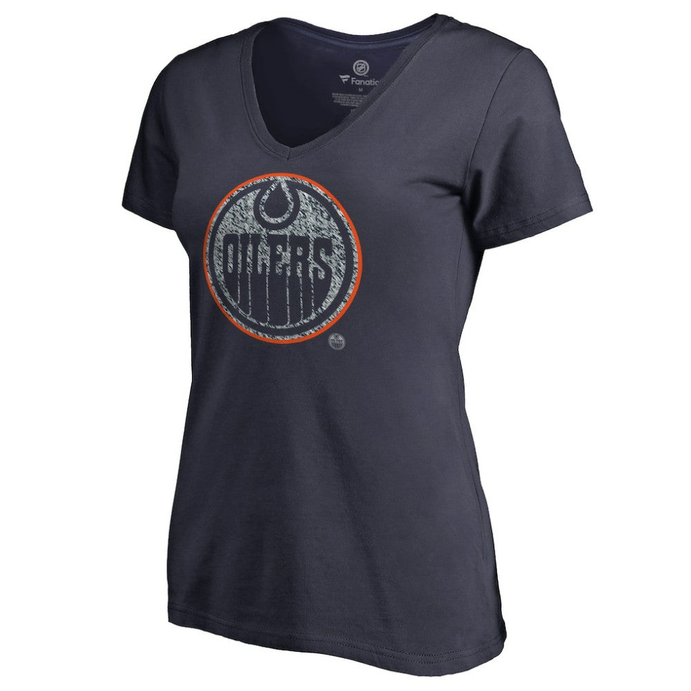 Edmonton Oilers Women's Static Logo V-Neck T-Shirt Discount