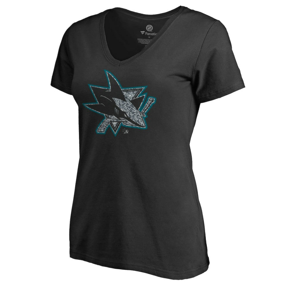 San Jose Sharks Women's Static Logo V-Neck T-Shirt Outlet