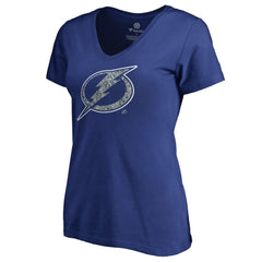 Tampa Bay Lightning Women's Static Logo V-Neck T-Shirt Outlet