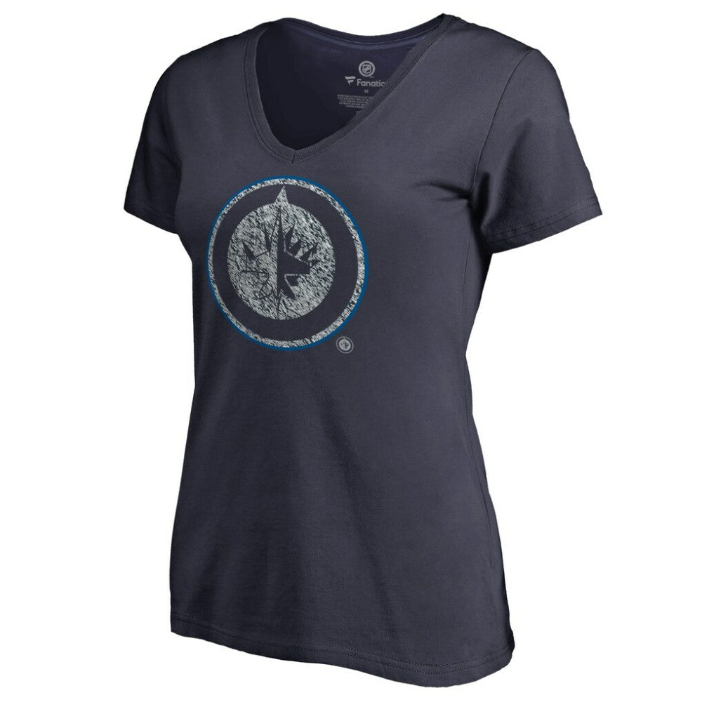 Winnipeg Jets Women's Static Logo V-Neck T-Shirt On Sale
