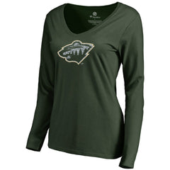 Minnesota Wild Women's Static Logo Long Sleeve V-Neck T-Shirt Sale