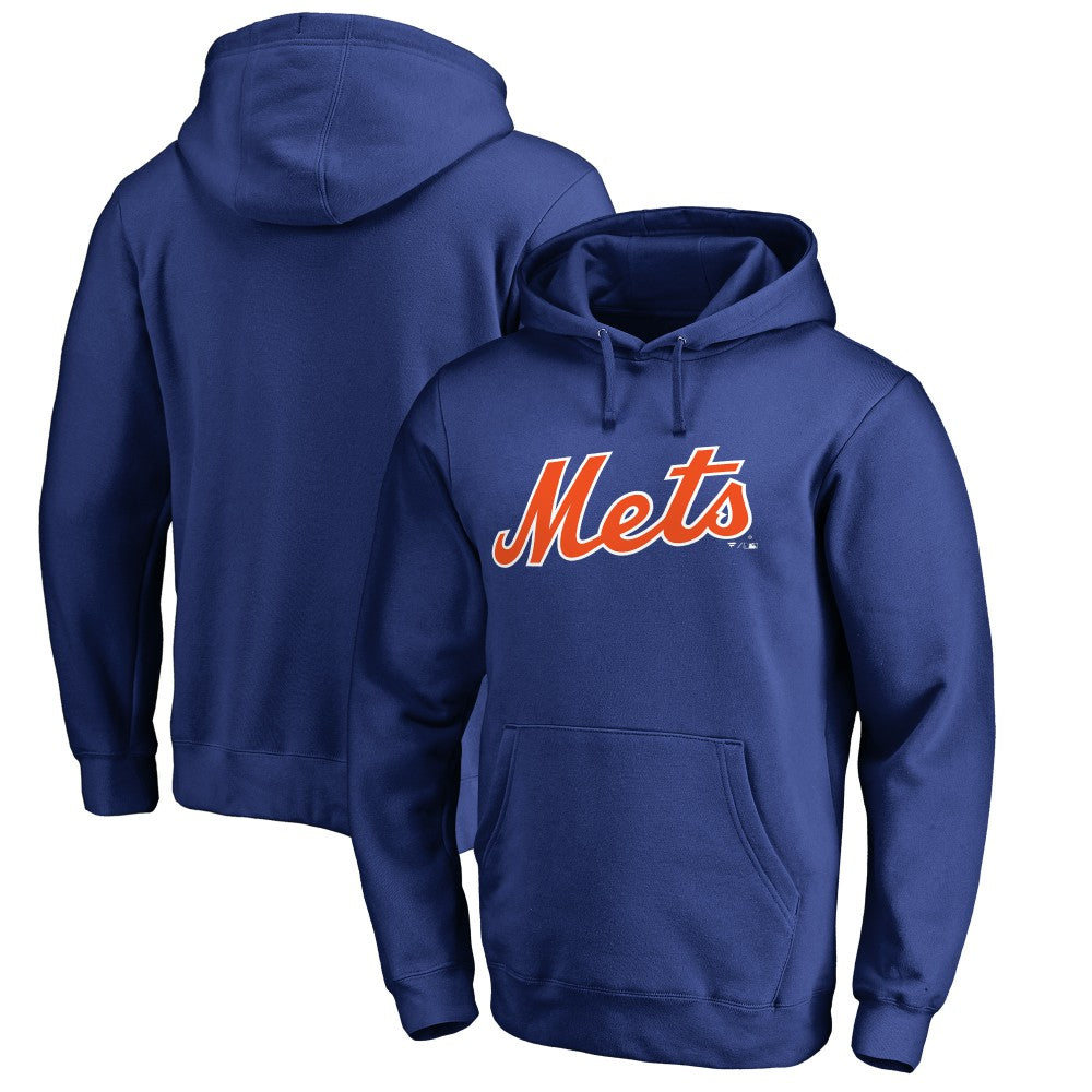 New York Mets Official Wordmark Fitted Pullover Hoodie | MLB US