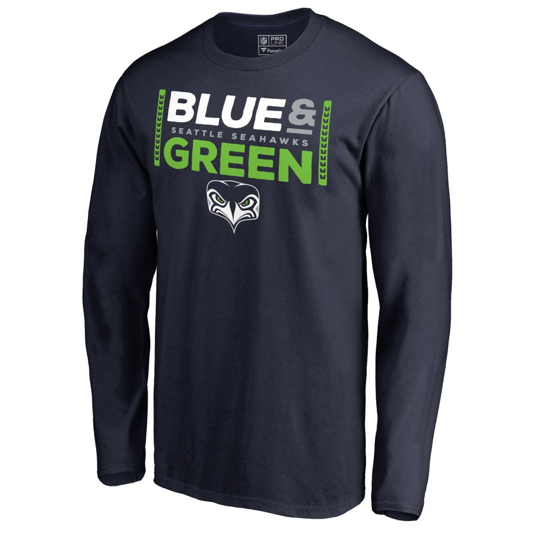 Seattle Seahawks  Alternate Team Logo Gear Blue & Green Long Sleeve T-Shirt
