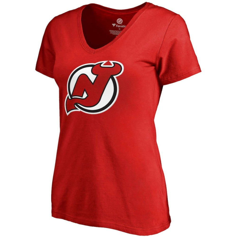 Nico Hischier New Jersey Devils Fanatics Women's Plus Size Backer Name & Number V-Neck T-Shirt Sale