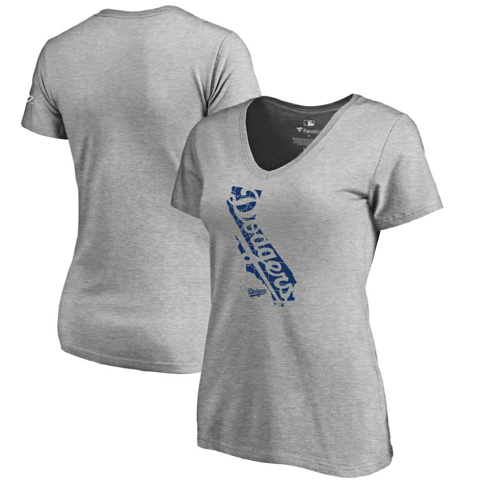 Los Angeles Dodgers Women's Hometown Collection Knockout State V-Neck T-Shirt | MLB On Sale